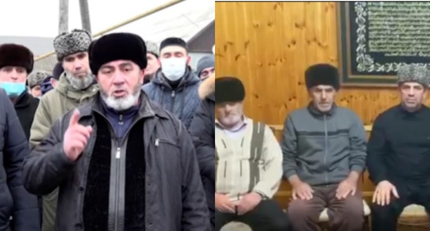 Родственники убитого в Грозном полицейского объявляют кровную месть. Стоп-кадр видео https://www.instagram.com/p/CJd1wcEK2Aa/. Стоп-кадр видеообращения Султыговых, t.me/fortangaorg/7920. Коллаж "Кавказского узла" Родственники убитого в Грозном полицейского объявляют кровную месть. Стоп-кадр видео https://www.instagram.com/p/CJd1wcEK2Aa/. Стоп-кадр видеообращения Султыговых, t.me/fortangaorg/7920. Коллаж "Кавказского узла"