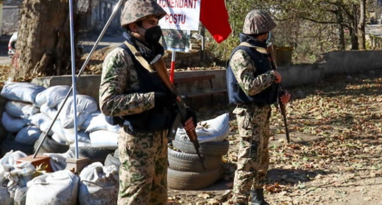 Азербайджанские военнослужащие, декабрь 2020 года. Фото Азиза Каримова для "Кавказского узла". Азербайджанские военнослужащие, декабрь 2020 года. Фото Азиза Каримова для "Кавказского узла".