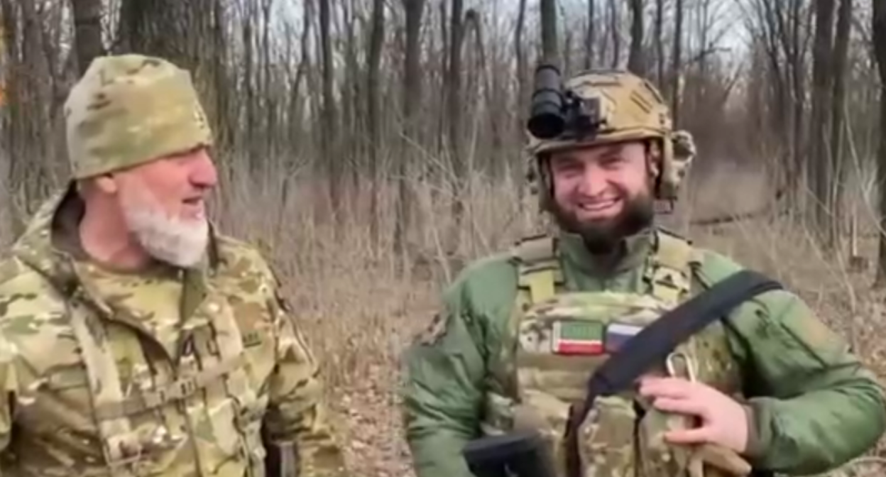 Адам Делимханов и Рустам Агуев. Стоп-кадр видео, размешенного в ТГ-канале Рамзана Кадырова от 07.01.2023, https://t.me/RKadyrov_95/3253. Адам Делимханов и Рустам Агуев. Стоп-кадр видео, размешенного в ТГ-канале Рамзана Кадырова от 07.01.2023, https://t.me/RKadyrov_95/3253.