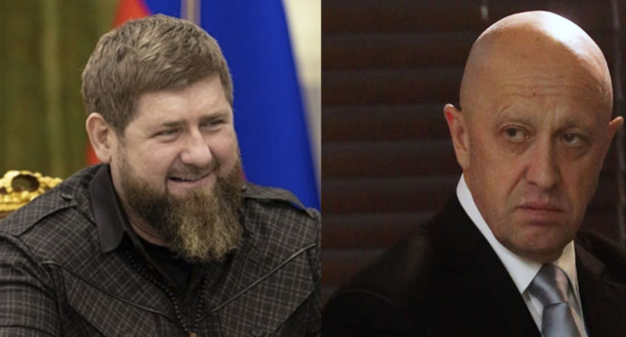 Рамзан Кадыров, Евгений Пригожин. Коллаж "Кавказского узла". Фото: "Грозный-Информ" https://www.grozny-inform.ru, wwww.wikipedia.org Рамзан Кадыров, Евгений Пригожин. Коллаж "Кавказского узла". Фото: "Грозный-Информ" https://www.grozny-inform.ru, wwww.wikipedia.org