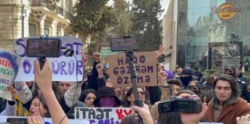 Акция феминисток в Баку 8 марта 2023 года. Фото Фаика Меджида для "Кавказского узла".