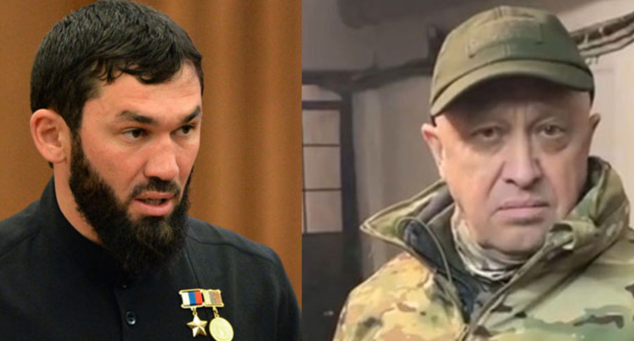Магомед Даудов (слева) и Евгений Пригожин. Коллаж "Кавказского узла". Фото: https://theins.ru/news/262226, Грозный Информ https://www.grozny-inform.ru Магомед Даудов (слева) и Евгений Пригожин. Коллаж "Кавказского узла". Фото: https://theins.ru/news/262226, Грозный Информ https://www.grozny-inform.ru
