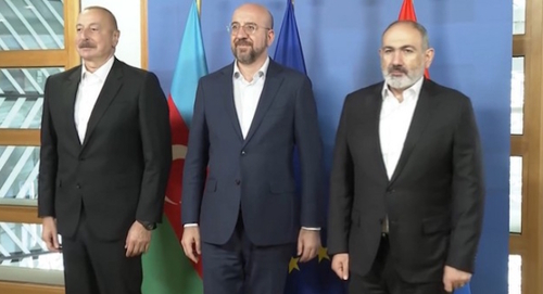 Ильхам Алиев, Шарль Мишель и Никол Пашинян (слева направо), фото: пресс-служба премьер-министра Азербайджана