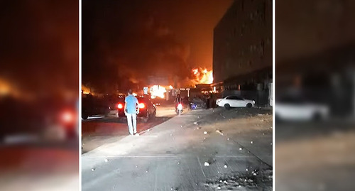 На месте взрыва на АЗС в Махачкале. Стоп-кадр из видео https://www.youtube.com/watch?v=klV0gky9fjE