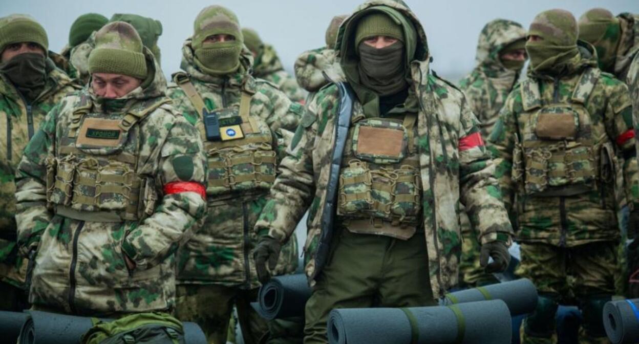 Добровольцы из Чечни перед отправкой на Украину. Фото: "Грозный Информ" https://www.grozny-inform.ru/news/society/167329/