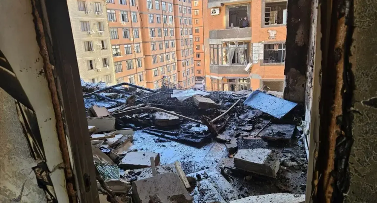 Взрыв в многоэтажном доме в Махачкале. 25 марта 2025 г. Фото: Госжилинспекция РД/Telegram