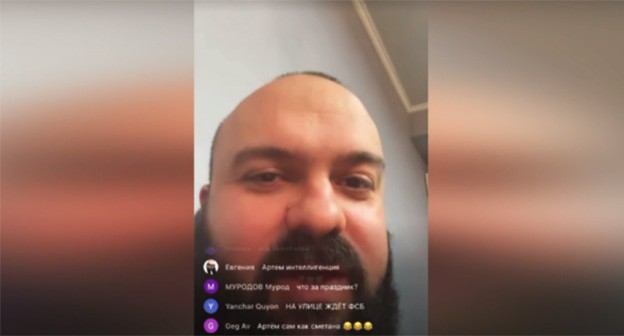 Владимир Ванян. Скриншот видео https://kubantv.ru/obshhestvo/krasnodarskii-stangist-vo-vremia-transliacii-oskorbil-sotrudnikov-fsb-i-ucastnikov-svo