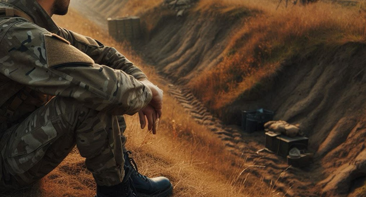 Военный на СВО. Иллюстрация создана "Кавказским узлом" с помощью ИИ в программе Copilop