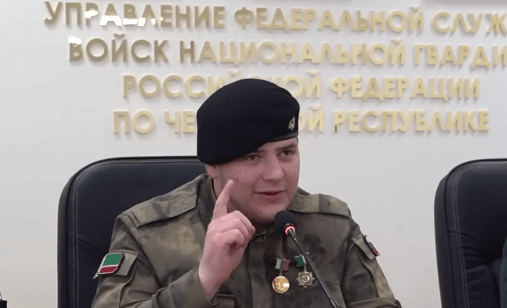 Адам Кадыров. Стоп-кадр видео управления Росгвардии по Чечне от 27.03.25, https://t.me/rosguard_chr/1809.