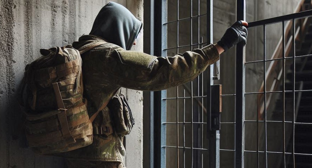 Военный в части. Иллюстрация создана «Кавказским узлом» с помощью ИИ в программе Copilot