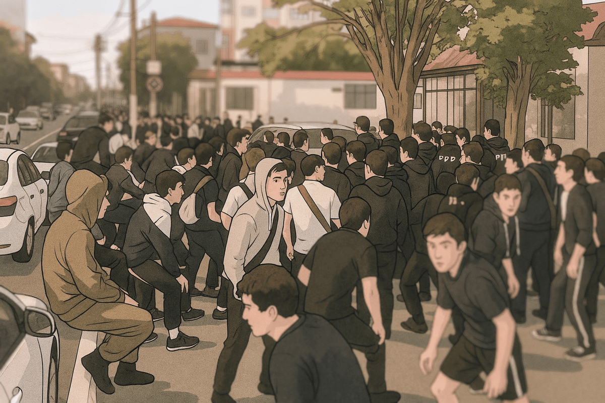 Драка подростков, Иллюстрация создана Кавказским узлом" с помощью ИИ в программе Copilot