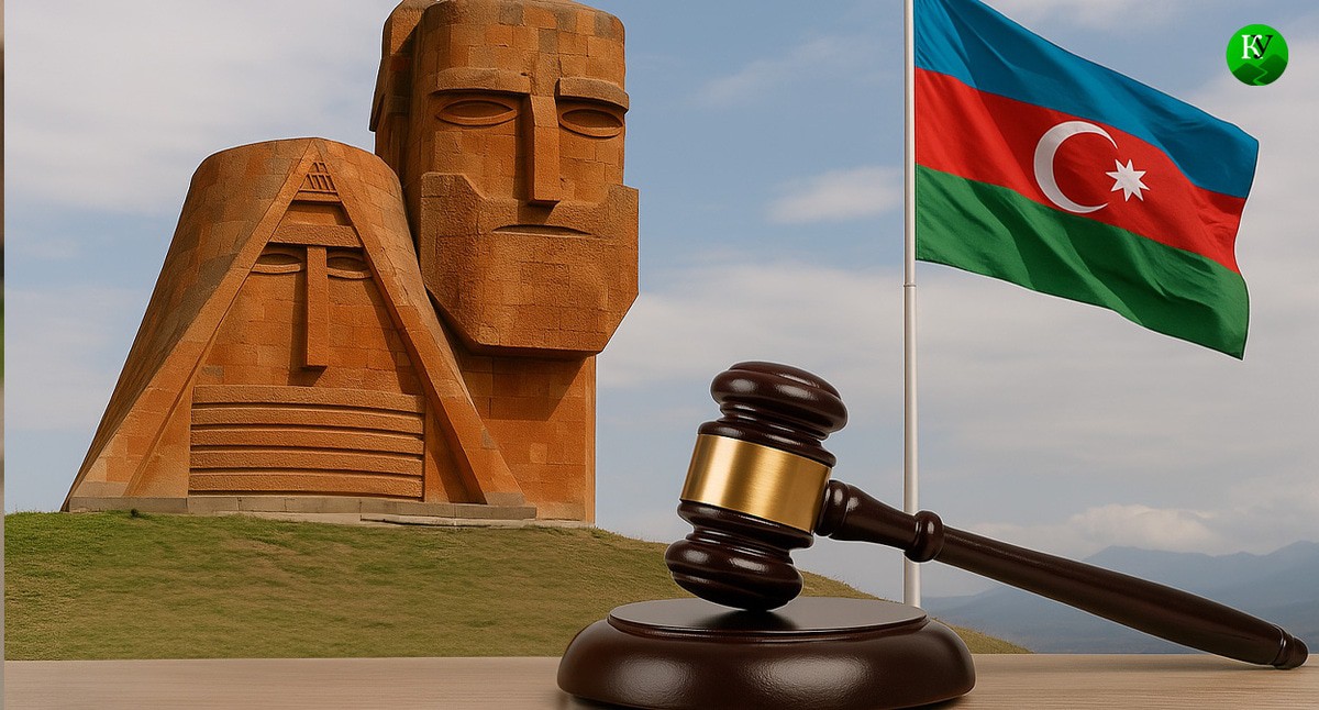 Суд по делу карабахских лидеров. Иллюстрация создана «Кавказским узлом» с помощью ИИ в программе Copilot
