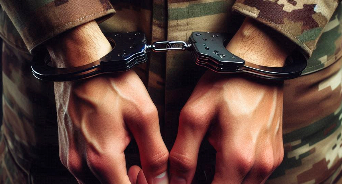 Военный в наручниках. Иллюстрация создана "Кавказским узлом" с помощью ИИ в программе Copilot