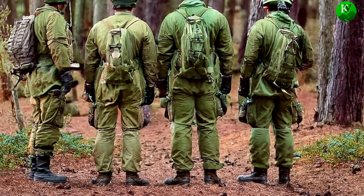 Военнослужащие. Иллюстрация создана "Кавказским узлом" с помощью ИИ в программе Photoshop