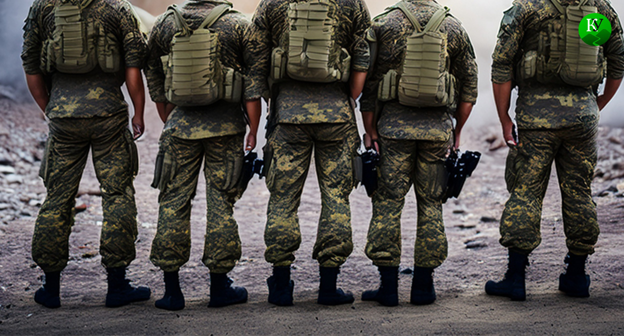 Военные на СВО. Иллюстрация создана «Кавказским узлом» с помощью ИИ в программе Copilot