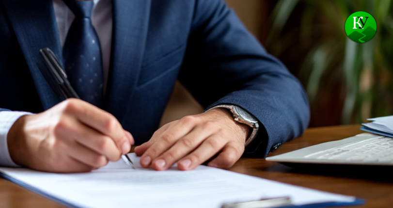 Мужчина пишет заявление. Иллюстрация создана "Кавказским узлом" с помощью ИИ в программе "Шедеврум".