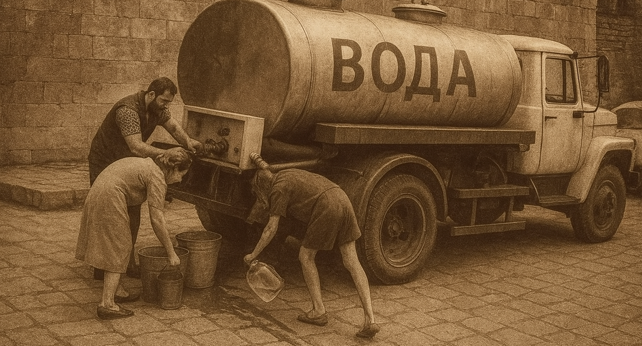 Подвоз воды. Иллюстрация создана "Кавказским узлом" с помощью ИИ в программе Copilot