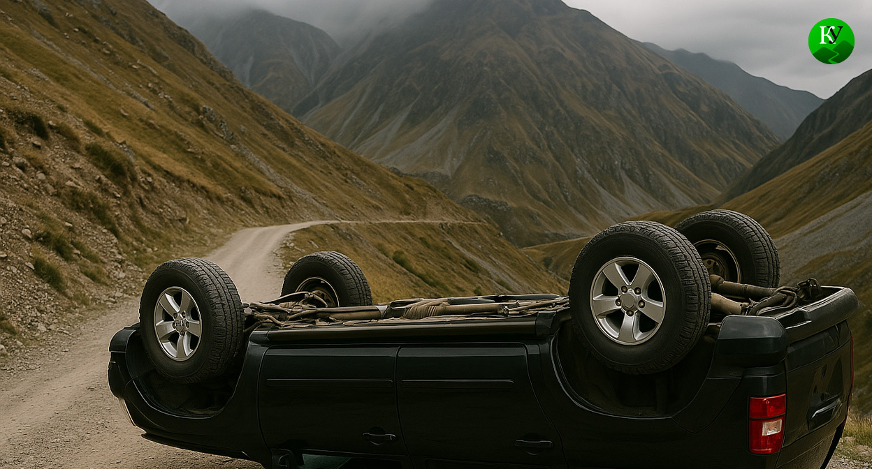 Автомобиль перевернулся. Иллюстрация создана "Кавказским узлом" с помощью ИИ в программе Copilot
