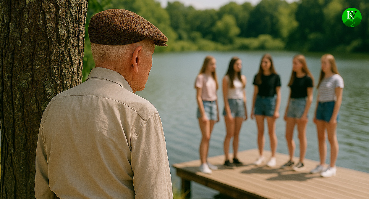 Пенсионер и подростки. Иллюстрация создана «Кавказским узлом» с помощью ИИ в программе Copilot