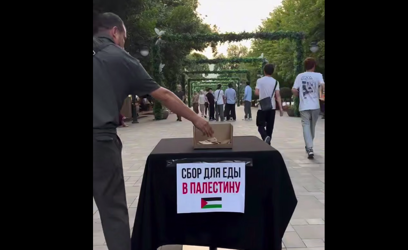 Сбор помощи для Палестины. Стоп-кадр видео из telegram-канала serdalo Ingushetii от 29.07.25, https://t.me/serdalo_ingushetii/65443?single