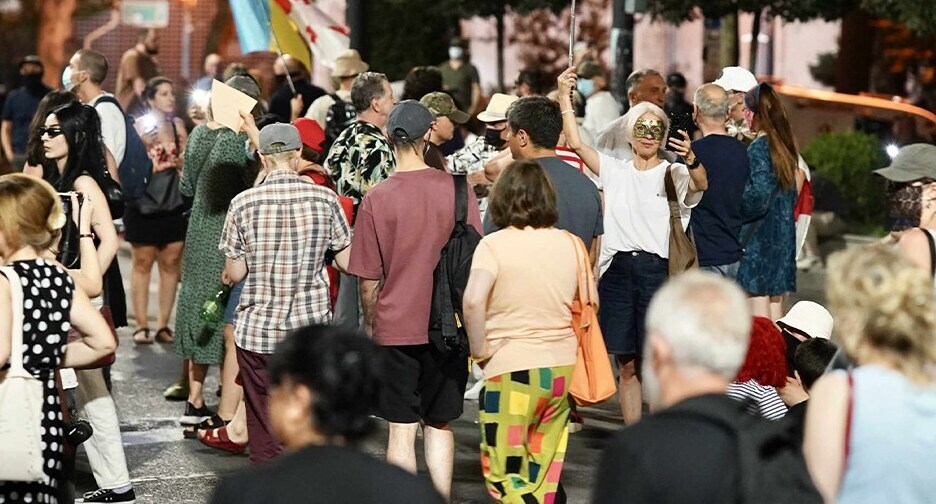 Участники акции на проспекте Руставели. Фото: Publika