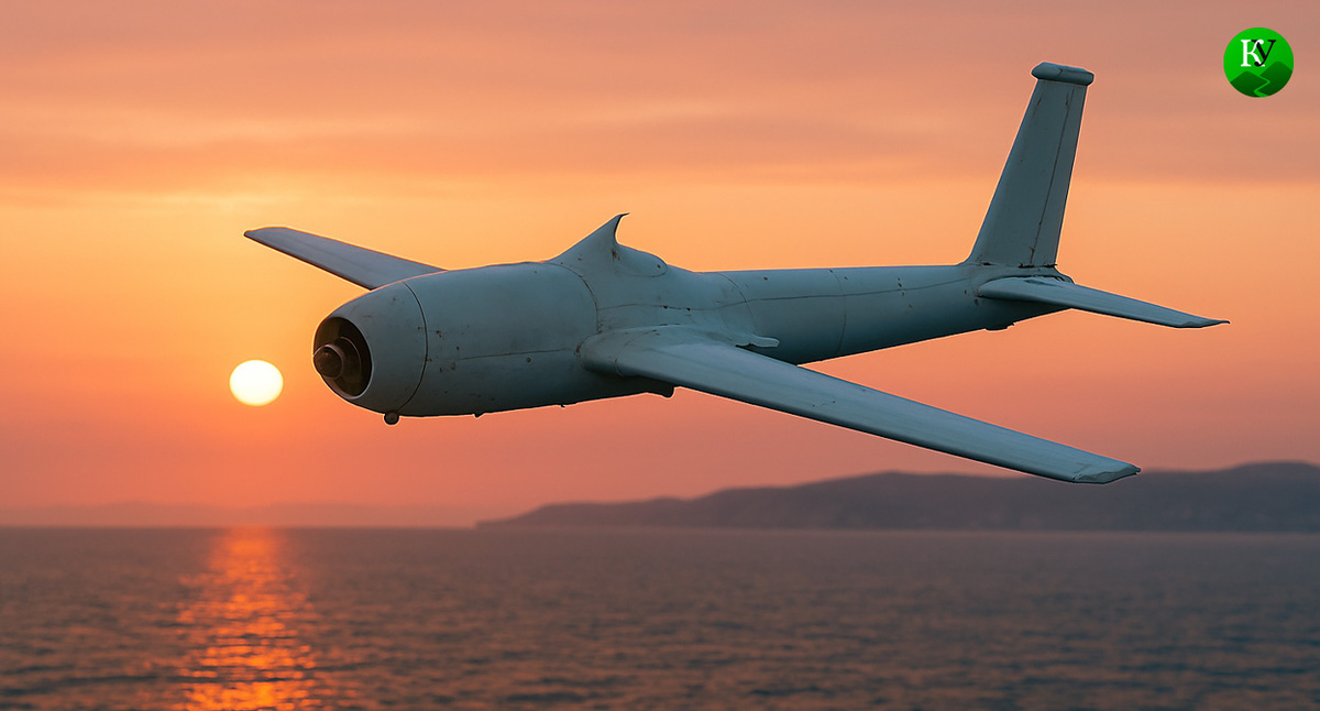 БПЛА над морем. Иллюстрация создана "Кавказским узлом" с помощью ИИ в программе Copilot