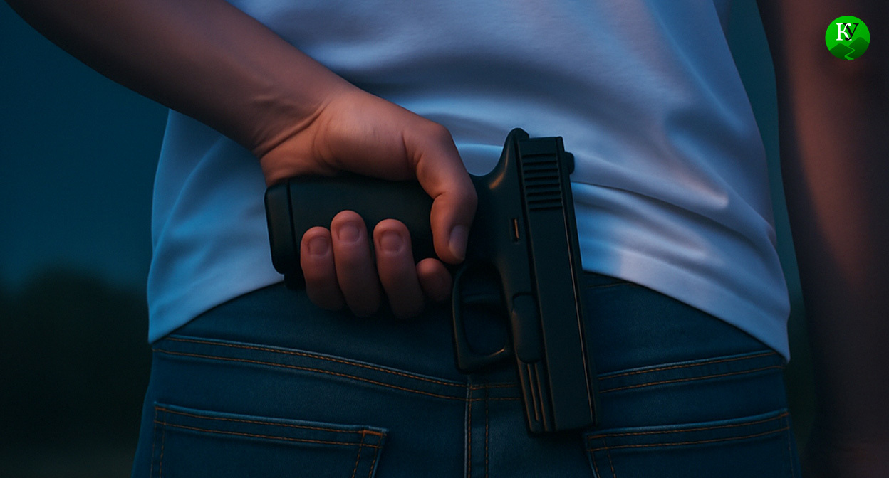 Мужчина с пистолетом. Иллюстрация создана «Кавказским узлом» с помощью ИИ в программе Copilot