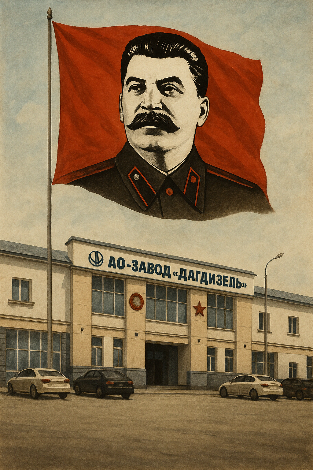 Площадь имени Сталина. Иллюстрация создана "Кавказским узлом" с помощью ИИ.