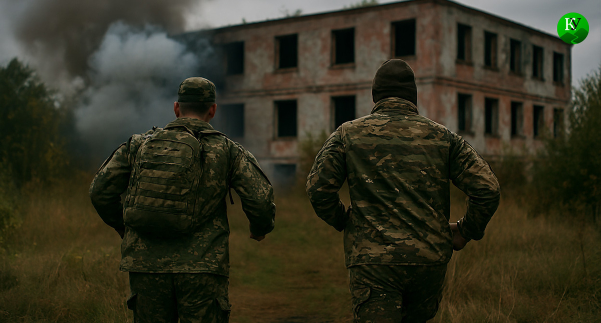 Двое военных бегут. Иллюстрация создана "Кавказским узлом" с помощью ИИ в программе Copilot