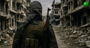 Боевик в Сирии. Иллюстрация создана «Кавказским узлом» с помощью ИИ в программе Copilot