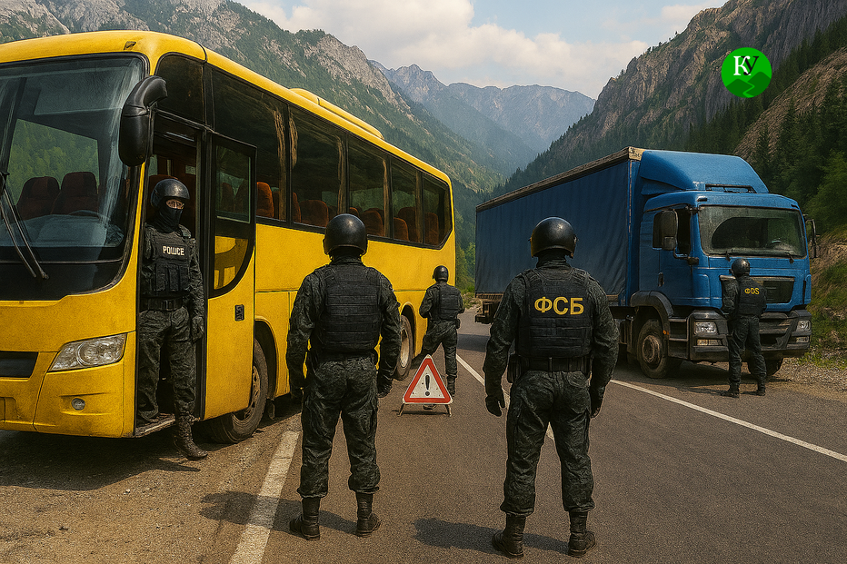 Проверка автобуса, Иллюстрация создана "Кавказским узлом" с помощью ИИ в программе Copilot