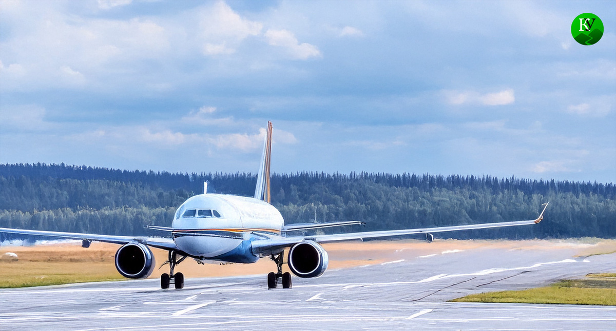 Самолет в аэропорту. Иллюстрация создана "Кавказским узлом" с помощью ИИ в программе Copilot