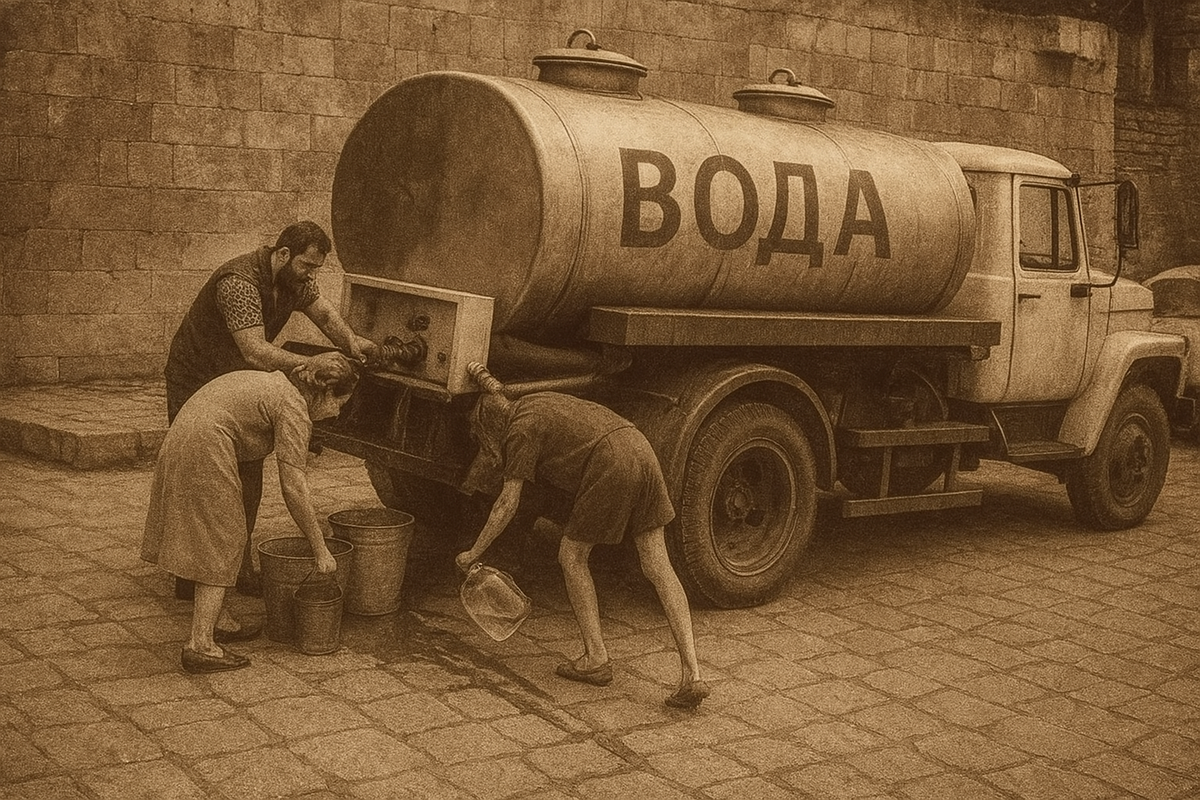 Подвоз воды. Иллюстрация создана "Кавказским узлом" с помощью ИИ в программе Copilot