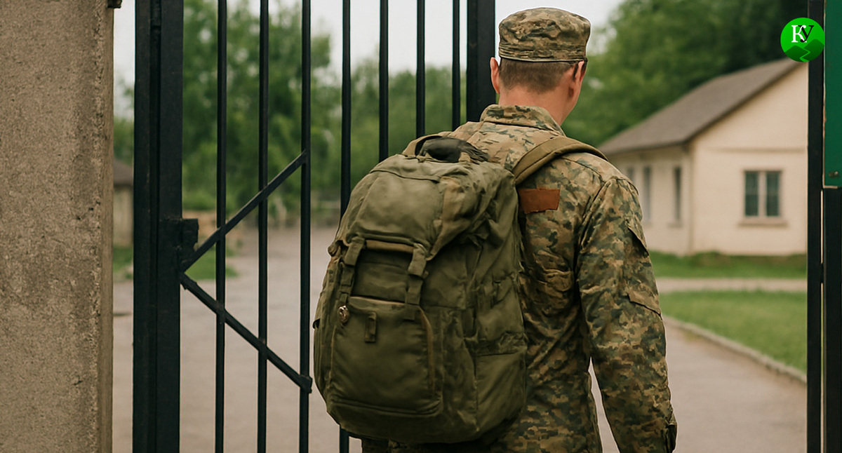 Военный покидает часть. Иллюстрация создана «Кавказским узлом» с помощью ИИ в программе Copilot