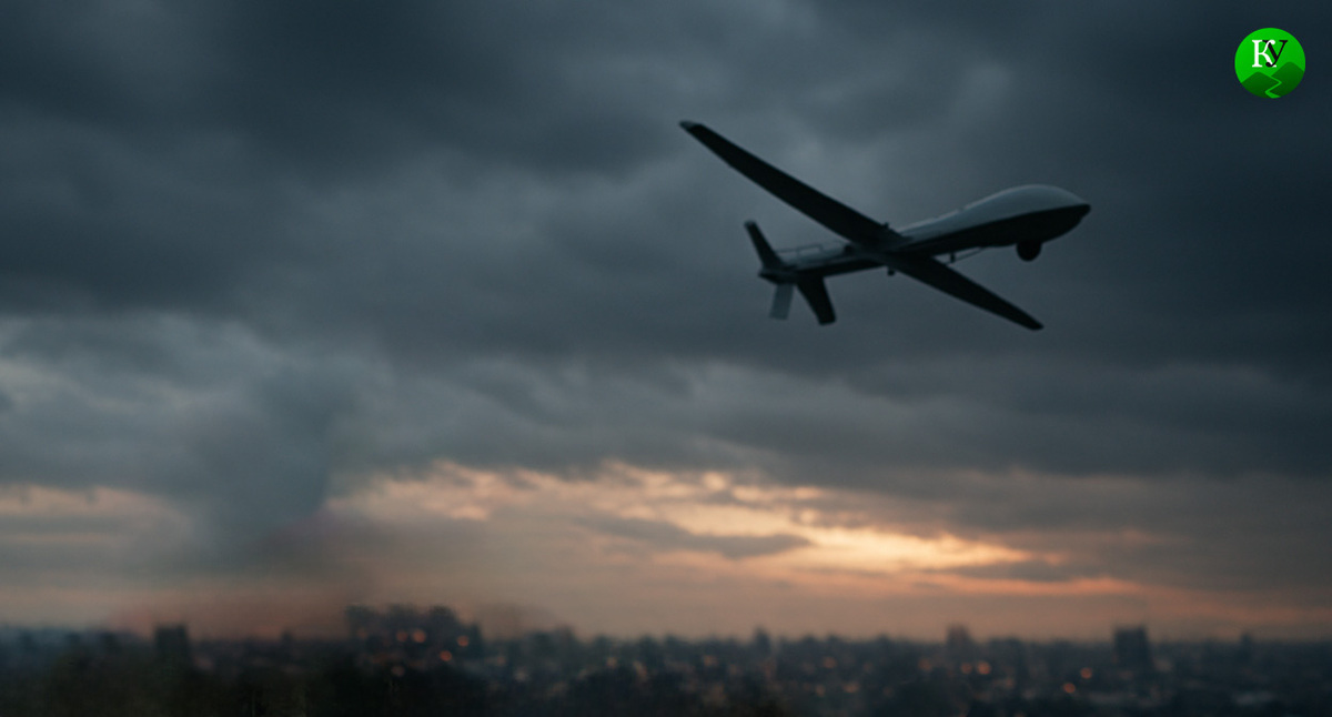 БПЛА в небе. Иллюстрация создана «Кавказским узлом» с помощью ИИ в программе Copilot