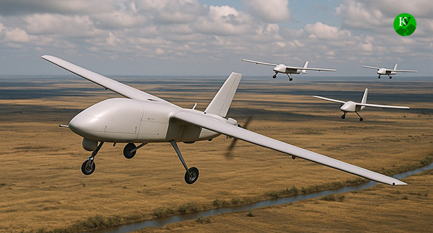 Беспилотники. Иллюстрация "Кавказского узла" созданная ИИ при помощи программы Copilot