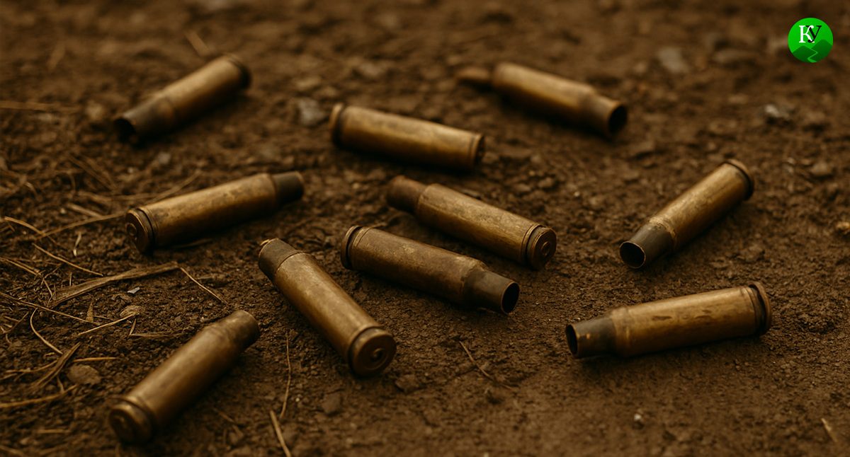 Гильзы на земле. Иллюстрация создана «Кавказским узлом» с помощью ИИ в программе Copilot