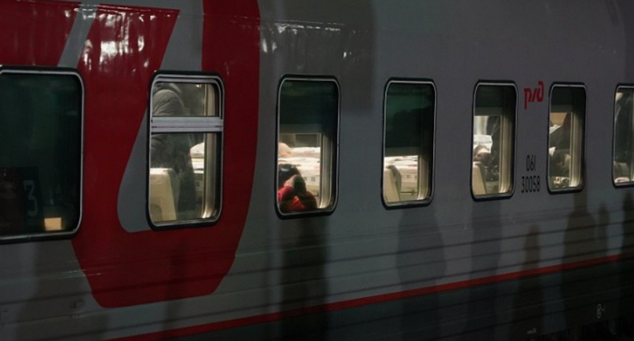 Поезд РЖД. Скриншот фото https://t.me/infoV102ru/47675.