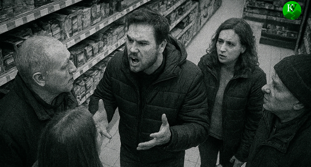 Спор в магазине. Иллюстрация создана «Кавказским узлом» с помощью ИИ в программе Copilot