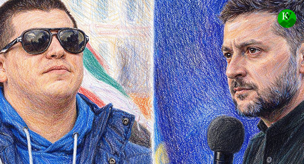 Адам Кадыров (слева) и Владимир Зеленский. Иллюстрация создана "Кавказским узлом" при помощи ИИ в программе Copilot