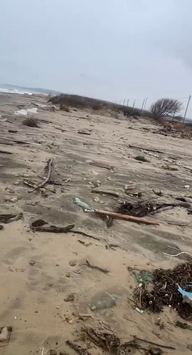 Кадр волонтера, который сообщили о горах мусора, пластика на территории природного памятника - "Озеро Солёное" в Темрюкском районе. Фото: штаб "Дельфин" / Telegram-канал