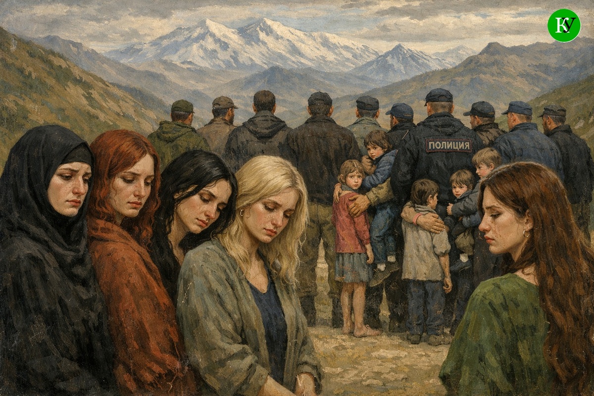 Матери, разлученные с детьми. Иллюстрация создана «Кавказским узлом» с помощью ИИ в программе Copilot