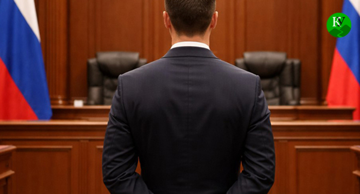 Мужчина в зале суда. Иллюстрация создана "Кавказским узлом" при помощи ИИ в программе Copilot