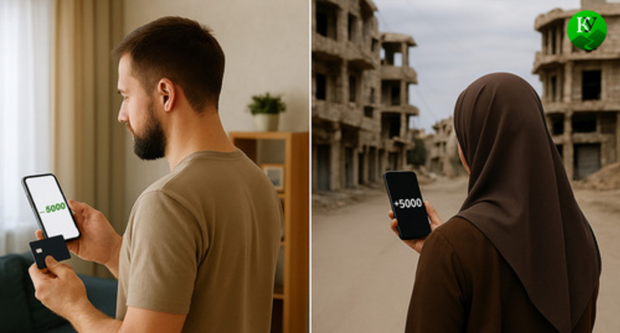 Перевод денег. Изображение создано "Кавказским узлом" при помощи ИИ в программе Copilot.