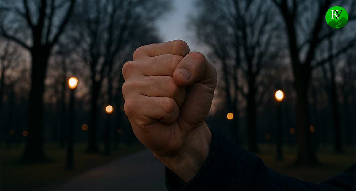 Кулак на фоне парка. Иллюстрация создана «Кавказским узлом» с помощью ИИ в программе Copilot