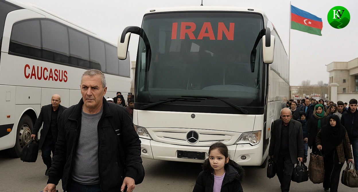 Эвакуированные из Ирана. Иллюстрация создана «Кавказским узлом» с помощью ИИ в программе Copilot