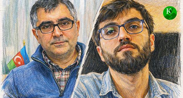 Анар Мамедли (слева) и Анар Абдуллы. Иллюстрация создана "Кавказским узлом" при помощи ИИ в программе Copilot