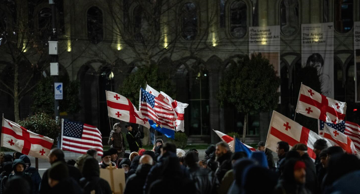 Кадр сторонники евроинтеграции 462-й день подряд вышли на акцию к парламенту Грузии. Фото: Publika / Facebook