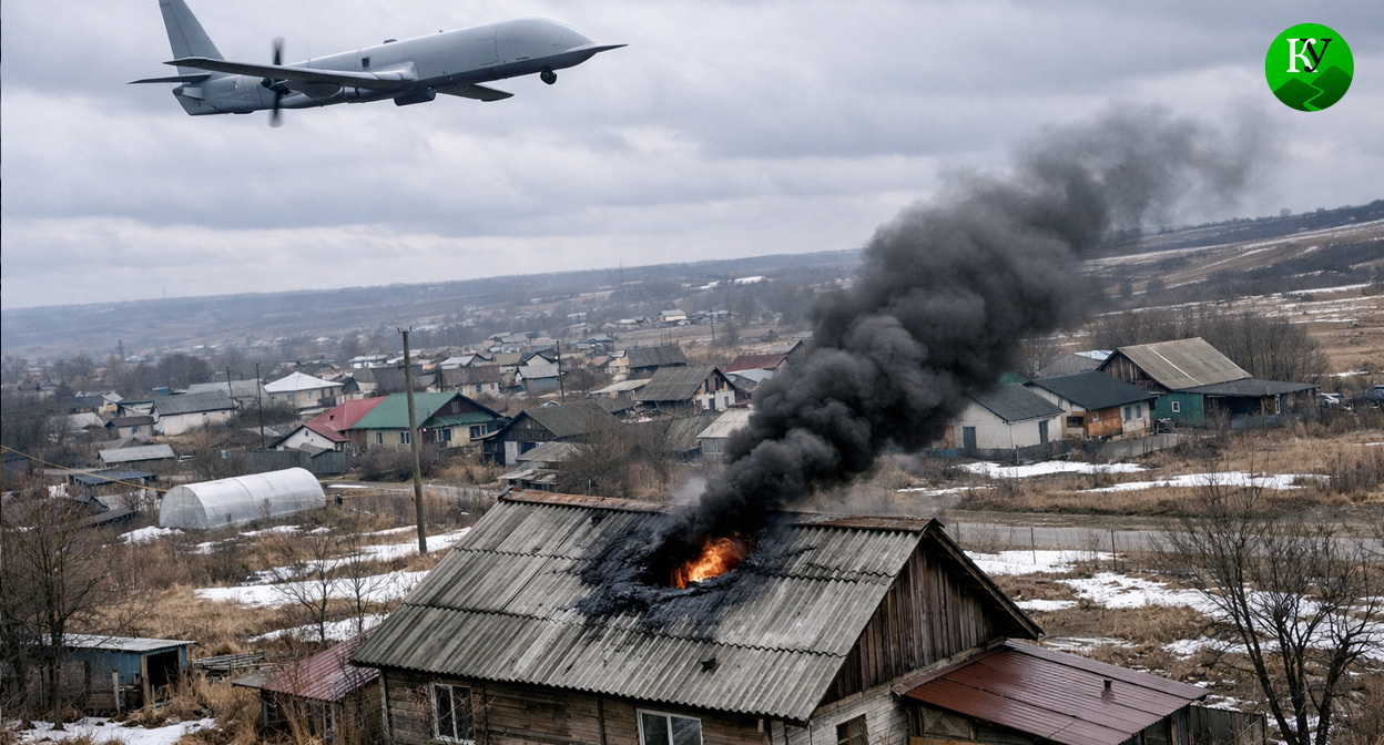 БПЛА в полете. Иллюстрация создана «Кавказским узлом» с помощью ИИ в программе Copilot