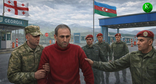 Афган Садыгов и пограничники. Иллюстрация создана «Кавказским узлом» с помощью ИИ в программе Copilot